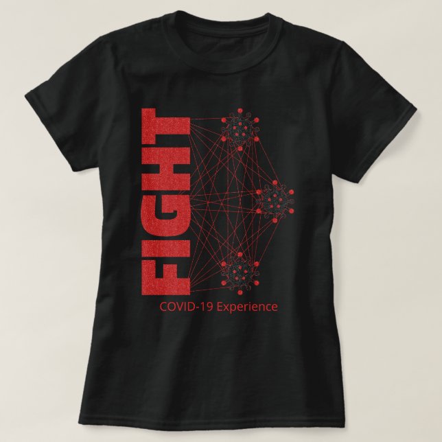 T-shirt COVID-19 Expérience, Combattre, Noir & Rouge, Viru (Design devant)