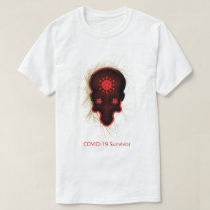 T-shirt COVID-19 Expérience, Survivant, Crâne noir et roug