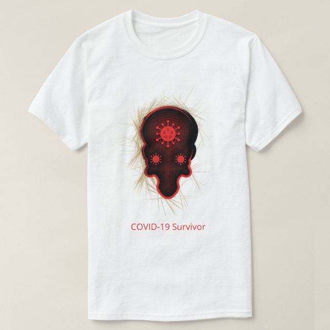 T-shirt COVID-19 Expérience, Survivant, Crâne noir et roug (Design devant)
