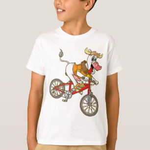 T-shirt Cow biking