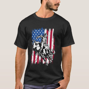 T-shirt Cow-boy Rétro Équitation Taureau Amoureux Rodeo Dr