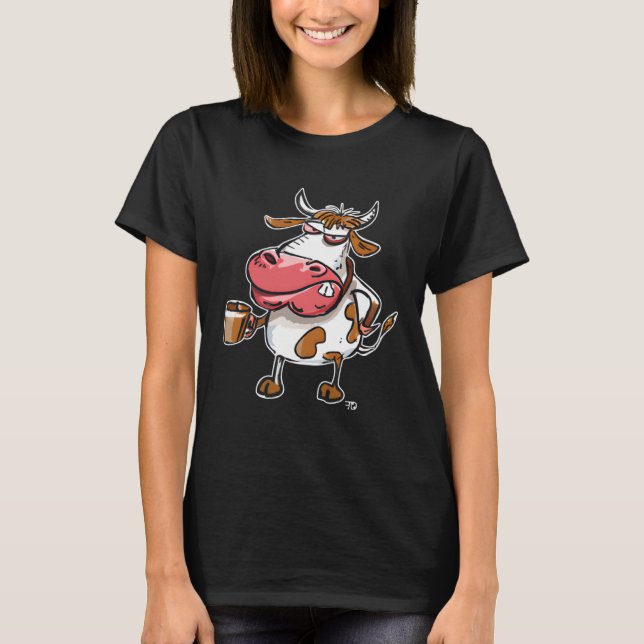 T-shirt Cow Bull With Coffee Cup (Devant)