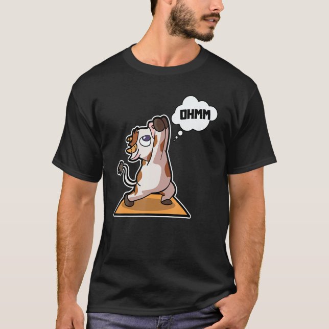 T-shirt Cow Calf Yoga Poses Sport Gymnastics Ohm Heartbeat (Devant)