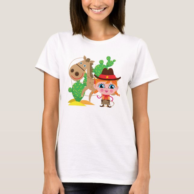 T-shirt Cow-girl et cheval (Devant)