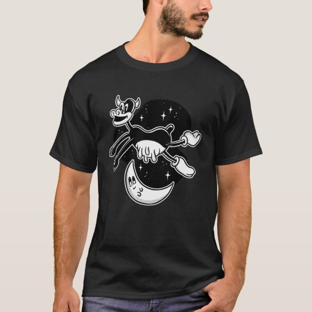 T-shirt Cow milky-way moon space jump (Devant)