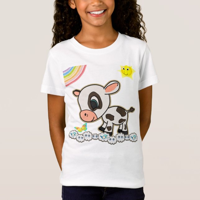 T-shirt Cow Rainbow Girls (Devant)