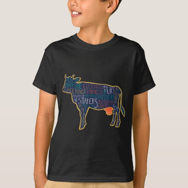T-shirt Cow Silhouette Tygraphy Phrases Heifer Fun Chris T (Devant)