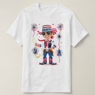 T-shirt Cowboy aux étoiles – Célébration du 4 juillet Des