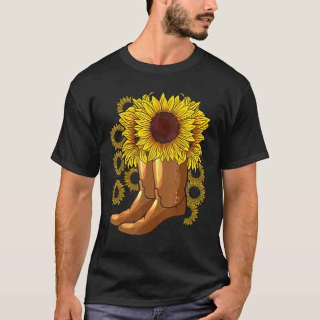 T-shirt Cowboy Boots Rodéo équitation Femmes Floriste Cade (Devant)