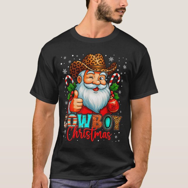 T-shirt Cowboy Christmas Santa Pajamas Xmas Men Boy Kids O (Devant)