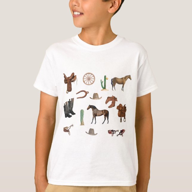 T-shirt Cowboy Cowgirl Rodeo Pays Motif (Devant)