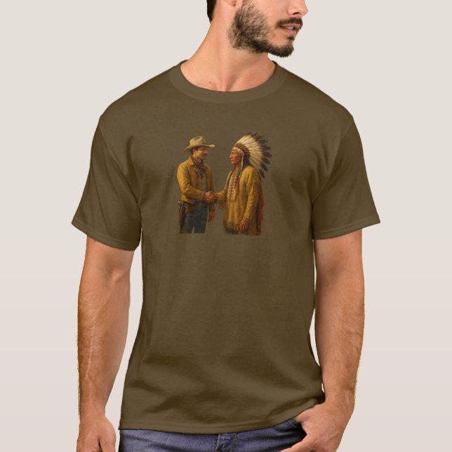 T-shirt Cowboy et la poignée de main indienne - Wild West  (Devant)