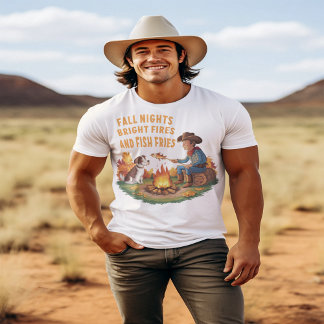 T-shirt Cowboy et vache chien cuisine automne poisson
