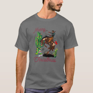 T-shirt Cowboy Joyeux Désert de Noël Cactus Lasso Ouest