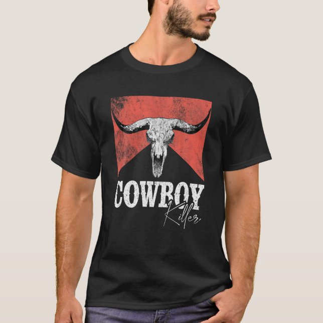 T-shirt Cowboy Killers Bull Skull Howdy Punchy Western Cou (Devant)