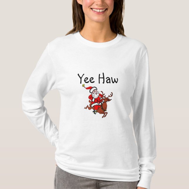 T-shirt Cowboy le père noël de Noël de baie d'aubépine de (Devant)
