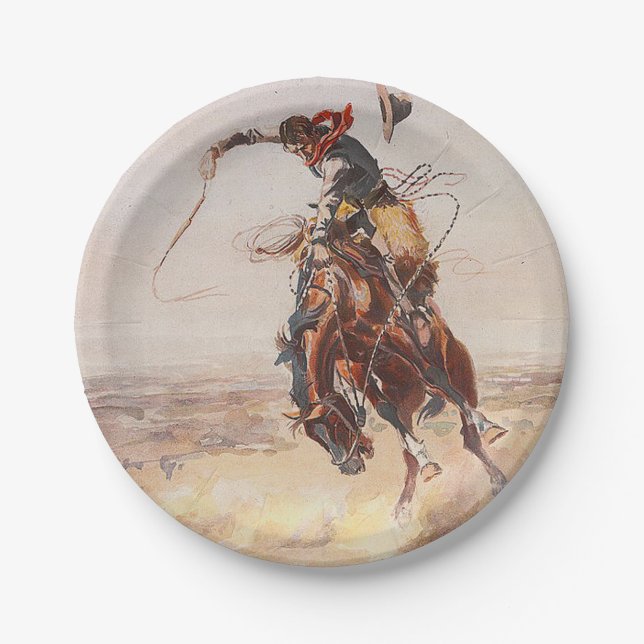 T-SHIRT Cowboy-Leben Pappteller (Vorderseite)