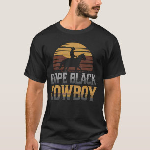 T-shirt Cowboy Noir Cavalier de Cheval Rodeo Afro-Américai