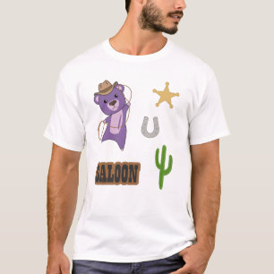 T-shirt Cowboy Purple mauve Bear Saloon Ouest
