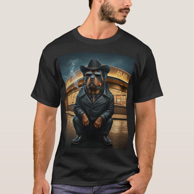 T-shirt Cowboy Rottie Dog Maximus Suspendu (Devant)