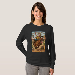 T-shirt Cowboy Sauvage et Cheval à Manches Longues