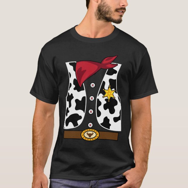 T-shirt Cowboy Vest Western Sheriff Costume Cool Easy Hall (Devant)