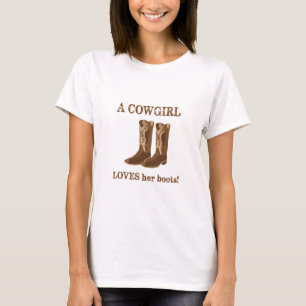 T-shirt Cowgirl aime ses bottes Mots Brown Western