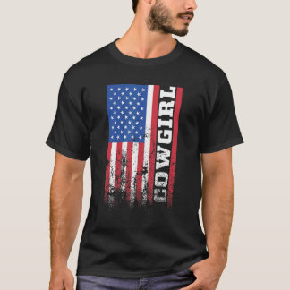 T-shirt Cowgirl américaine Drapeau américain Vertical