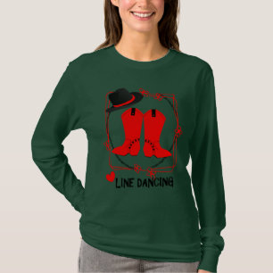 T-shirt Cowgirl Boots mignon ligne danse thème graphique
