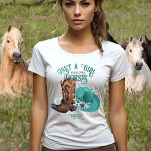 T-shirt Cowgirl citation turquoise cuir cowboy bottes chap