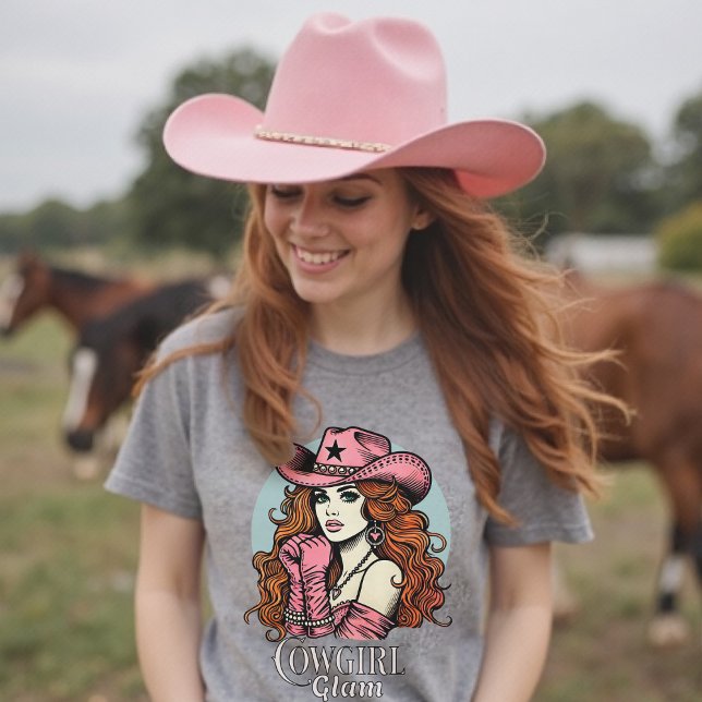 T-shirt Cowgirl Glam Rose Coquette Rodeo Diva (Cowgirl Glam Pink Coquette Rodeo Diva T-Shirt)