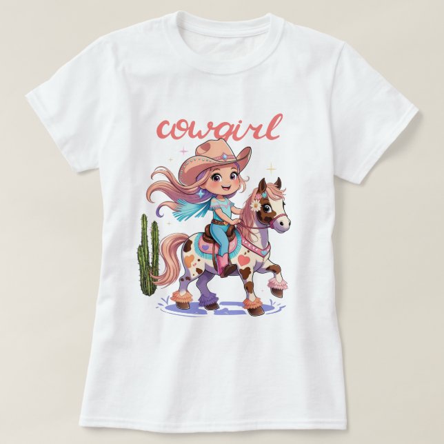 T-shirt Cowgirl Joyride - Cheval tacheté Western Adventure (Design devant)