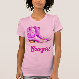 T-shirt Cowgirl Pays Western Rodeo Rose Cowboy Boots