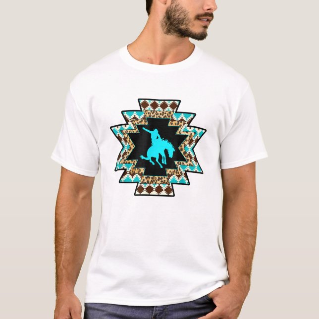 T-shirt Cowgirl Rodeo Girl Horse Girl Serape Aztec print T (Devant)