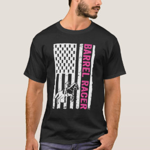 T-shirt Cowgirl Us Drapeau Horse Barrel Racing