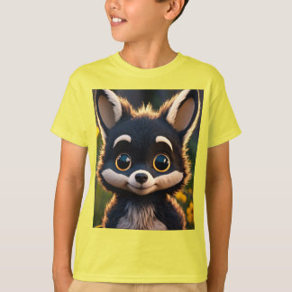 T-shirt Coyote bébé tout-noir adorable avec grands yeux