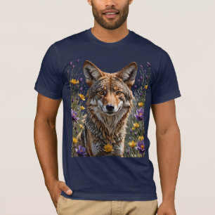 T-shirt Coyote Entouré de Pulsatilles Américaines