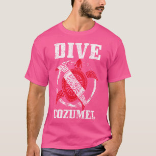 T-shirt Cozumel Mexique Drapeau de plongée de tortue marin