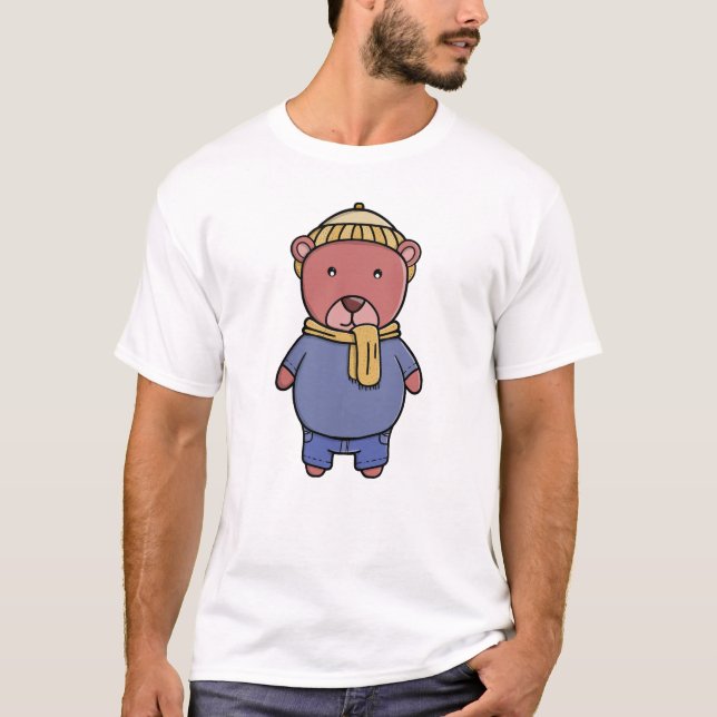 T-shirt Cozy Bear in Winter Attire (Devant)