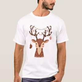 T-shirt Cozy Christmas Deer with Ornaments and Lights