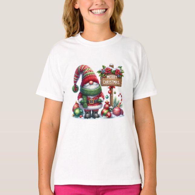 T-shirt Cozy Christmas Gnome Art – Festive Holiday (Devant)