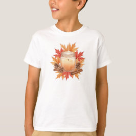 T-shirt Cozy Fall Candle with Maple Leaves | Autumn Design