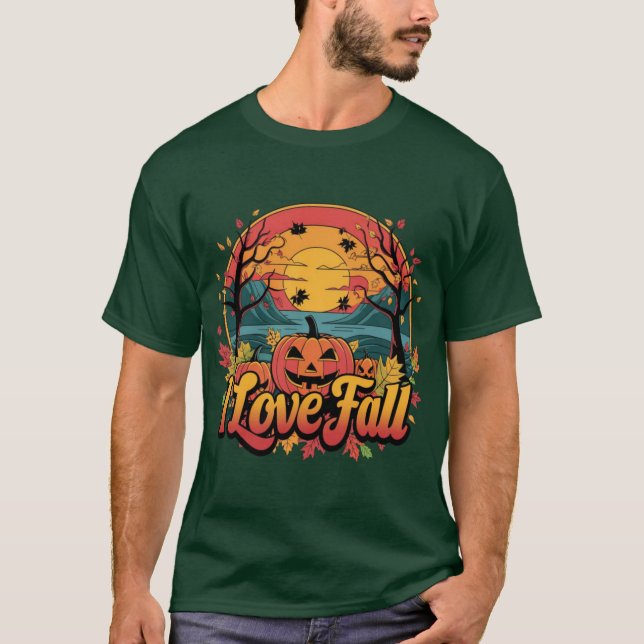 T-shirt Cozy I Love Fall design with carved pumpkin and su (Devant)