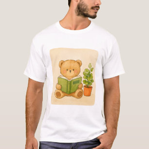 T-shirt Cozy Teddy Bear Lisant un Livre Amateur