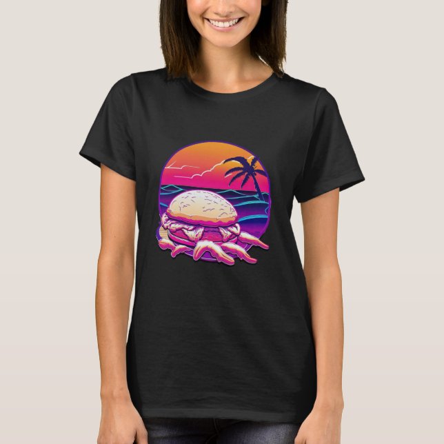 T-shirt Crab Cakes Synthwave 80s Retrowave Aesthetic (Devant)
