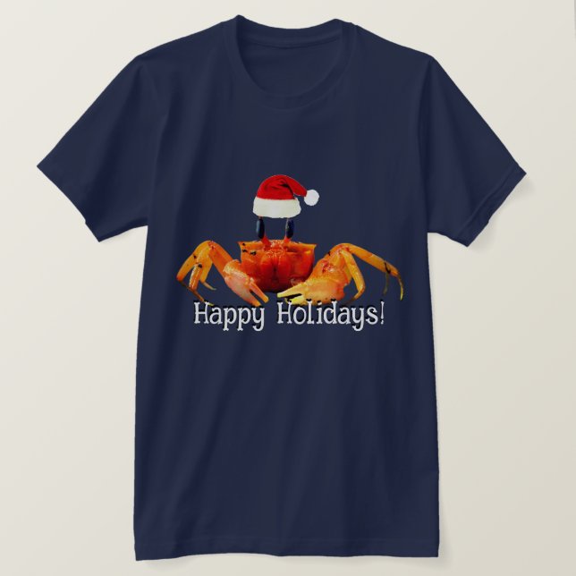 T-shirt Crabe de sable mignon à Santa Hat (Design devant)