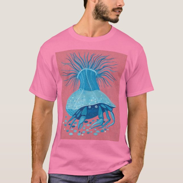 T-shirt Crabe ermite, Côtes sous-marines, Animaux Bleus ro (Devant)