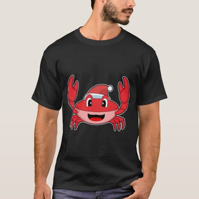 T-shirt Crabe Noël chapeau de Noël (Devant)