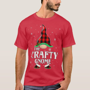 T-shirt Crafty Gnome Buffalo Plaid Matching Famille Christ