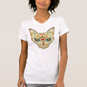 T-shirt Crâne à sucre à visage Kitty   Jour du chat mort